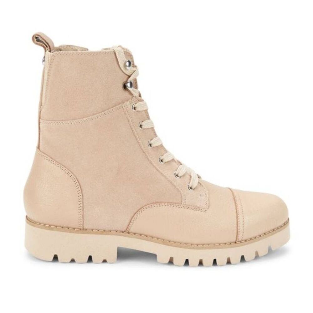 DONALD J PLINER Cald Suede Sand Ankle Moto Combat Biker Boots Grunge Chunky Stea